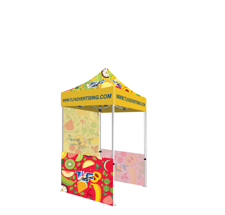 Package #4   5x5 Tent (Frame +Printed Top+Single Sided Printed Full Wall +2 *Single sided printed half wall with clamp bars )