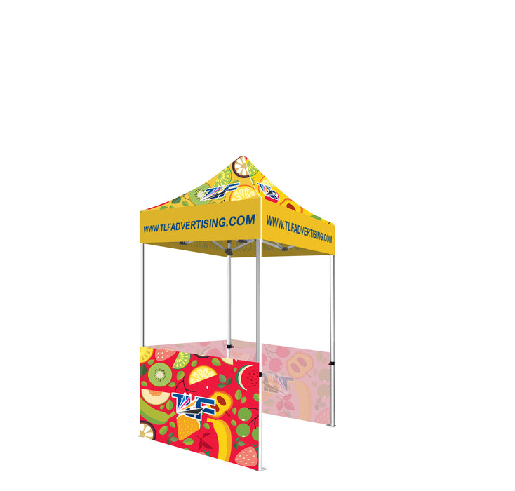 Package #6   5x5 Tent (Frame +Printed Top+3 *Single sided printed half wall with clamp bars )