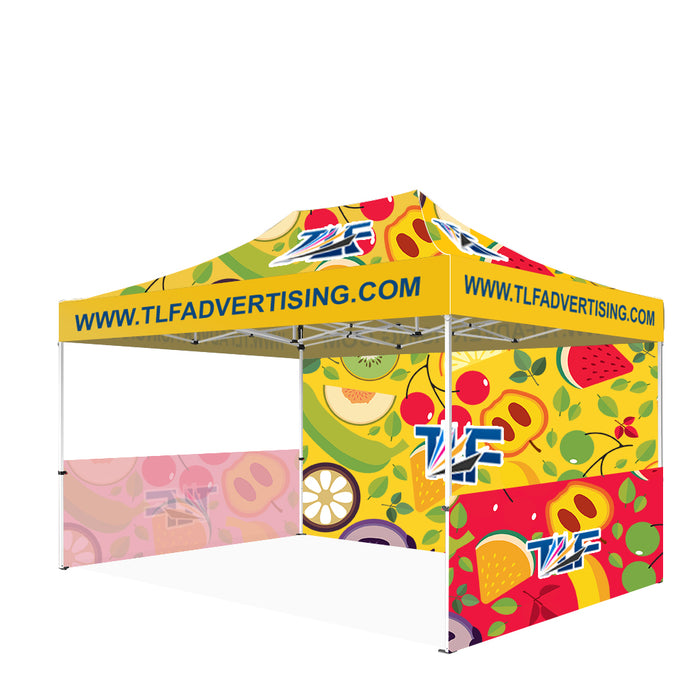 USA Free Shipping package #12  10x15 Tent (Frame +Printed Top+Double Sided Printed 15ft Back Wall +2*Single Sided Printed 10ft  Full Walls)