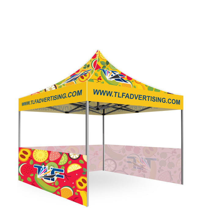 Package #6   13x13 Tent (Frame +Printed Top+3 *Single sided printed half wall with clamp bars )