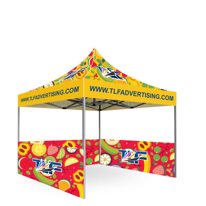 Package #7   10x10 Tent (Frame +Printed Top+3 *Double sided printed half wall with clamp bars )